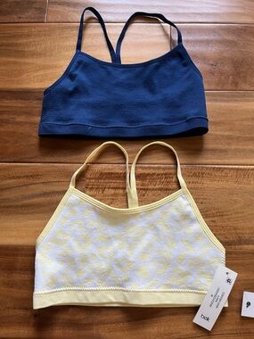 belk Girls 2-Pack Bralette Set in Navy and Yellow Leopard